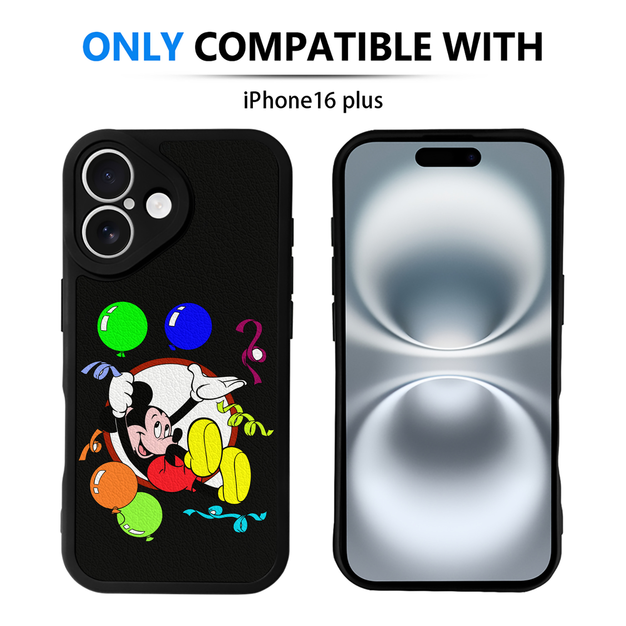 （画像用） ミッキーマウス Mickey Mouse 【iPhone 16シリーズ対応】シリコンスマホケース（レザー調） 材質：シリコン